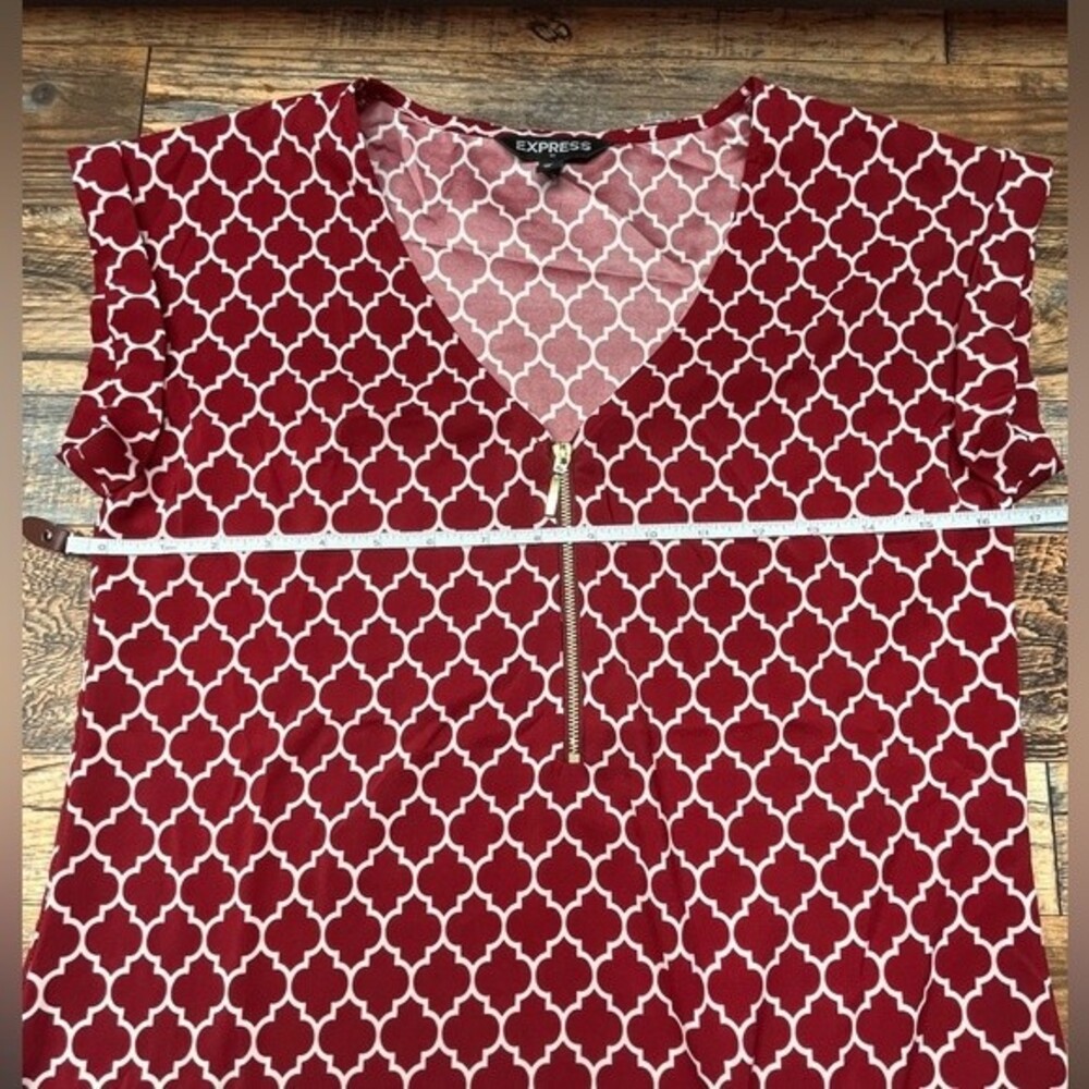 Red Zip-Front High-Low Tunic Top - Picture 5 of 6